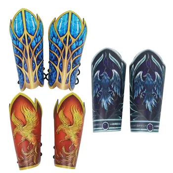 

Unisex Leather Gauntlet Wide Bracer Arm Armor Wristband Protector Cuff Crow Phoenix print Bracers Halloween Costume Party Props