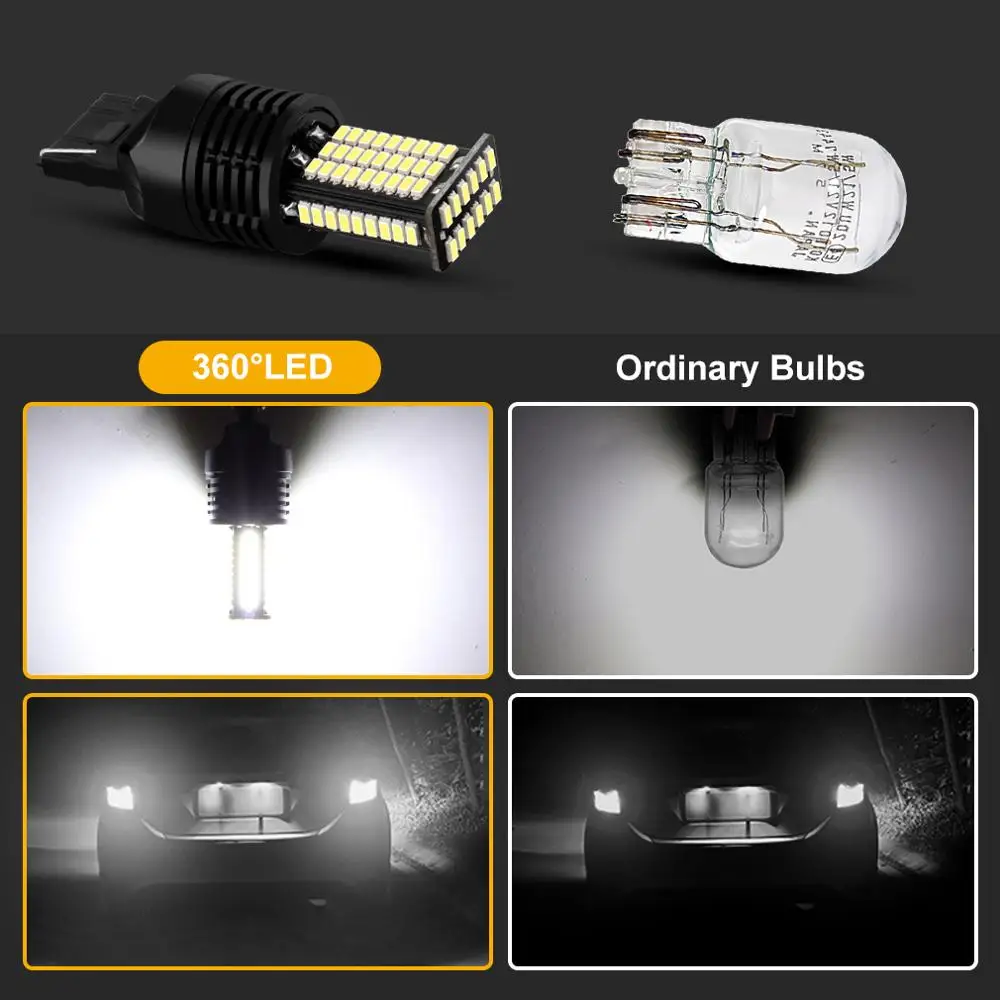 2Pcs T20 LED 7443 7440 Led Bulb W21W W21/5W WY21W 84SMD Car Reverse Light Brake Parking Stop Lamp Auto 12V White Yellow Blue