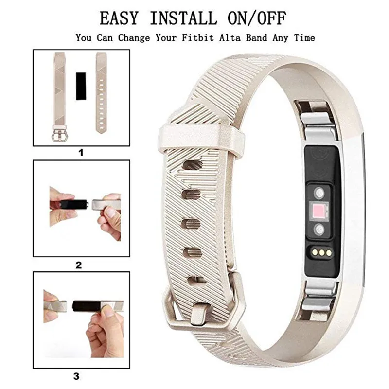 Браслет из розового золота для смарт часов Fitbit Alta HR / ремешок на запястье