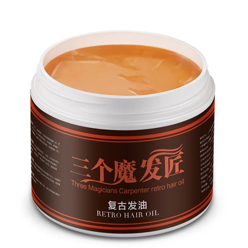 

Hot Hair wax skeleton cream keep hair Retro Hair Oil Pomade Strong style restoring Pomade slicked oil mud