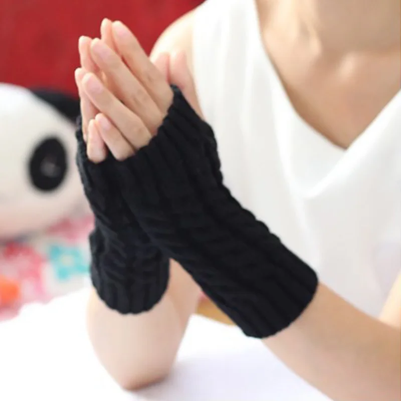 Half Finger Gloves for Women Stylish Hand Warmer Winter Gloves Women Arm Crochet Knitting Faux Wool Mitten Warm Fingerless Glove mens sheepskin mittens