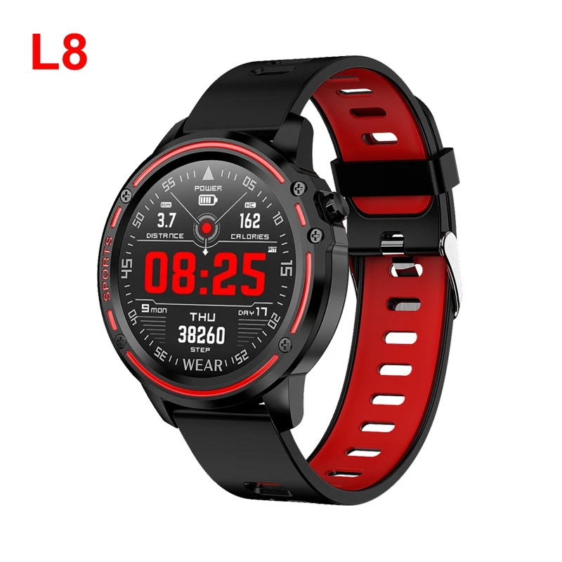 L8 black red Новые L5 L8 L9 умные часы для мужчин IP68 водонепроницаемые Reloj Hombre с ЭКГ PPG кровяное давление сердечный ритм спортивные фитнес умные часы - Цвет: L8 black red