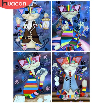 

HUACAN 5D DIY Diamond Painting Cat Cross Stitch Kit Diamond Embroidery Animal Rhinestones Pictures Handicrafts