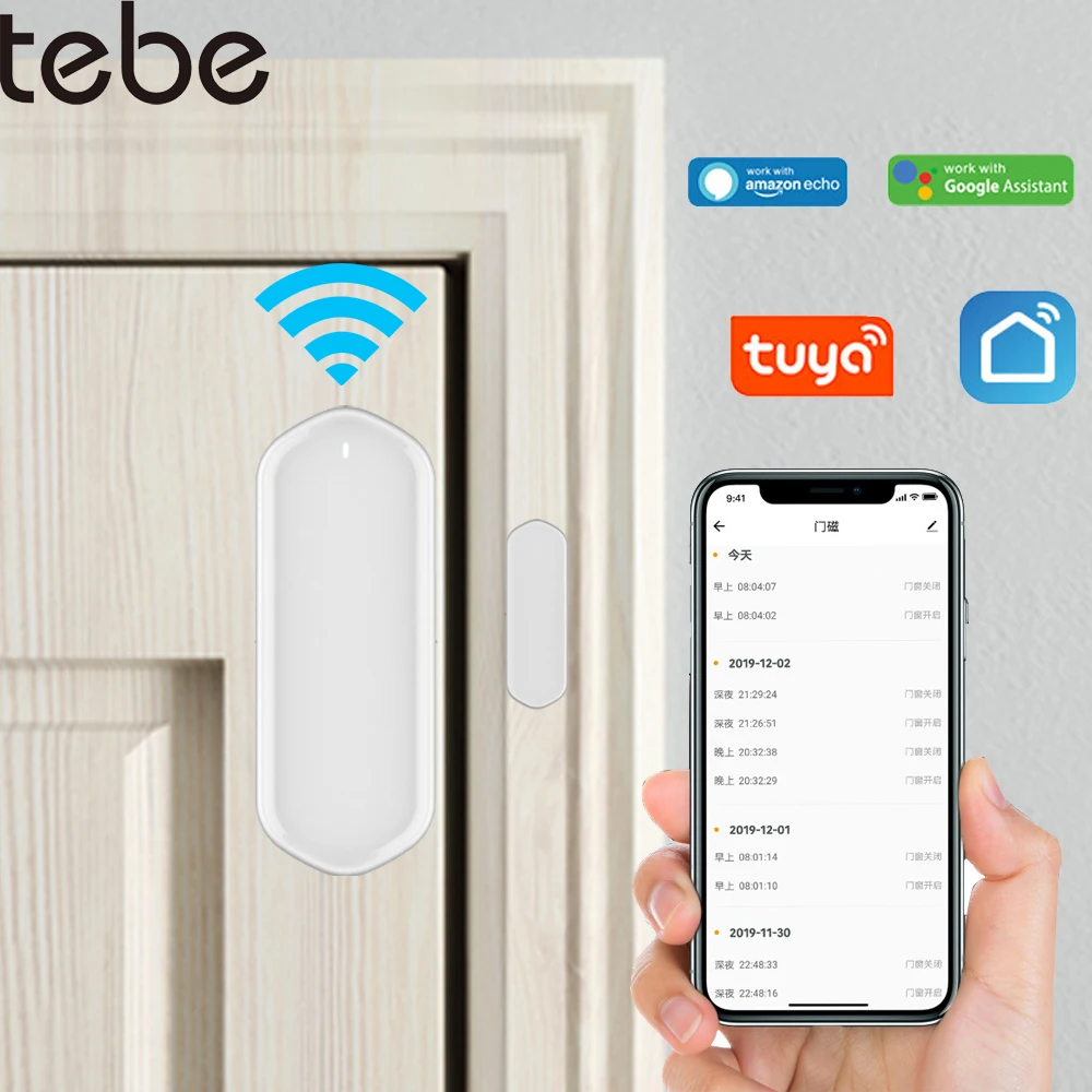 Tuya Rechargable 2.4g Wifi Door Sensor Windows Door Open / Closed