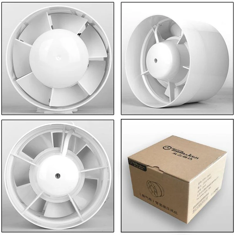 4/5/6 Inch ABS Round Exhaust Ventilator Ventilation Duct Fan Booster Vent Air for Window Wall Bathroom Toilet Kitchen