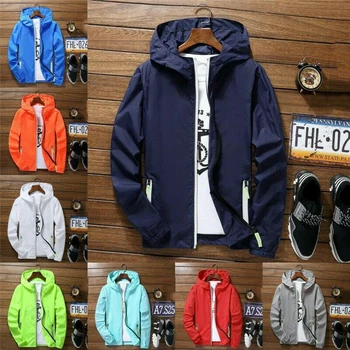 

Men Waterproof Wind Breaker Coat Zipper Hoodie Jacket Quick Drying Sport Outwear Newly Windbreaker Autumn Casual Clothing TY53
