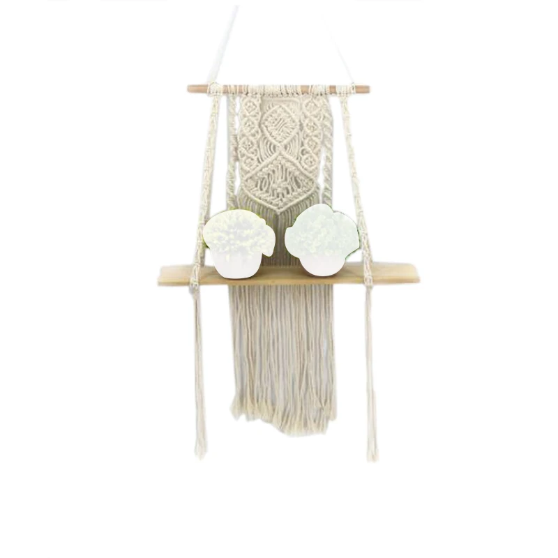 

Macrame Woven Tapestry Wall Hanging Shelf Hanging Planter Basket Wall Handmade Plant Hanger Pot Party Wedding Home Decoration MS