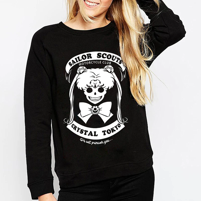 

2019 Spring Winter New Hot Women Hoodies Sweatshirts Sailor Moon Cartoon Punk Hip Hop Female Sweatshirt Gothic Lolita Brand