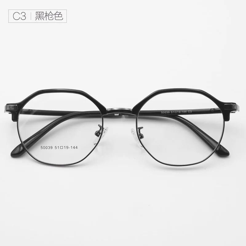 black gray Металлические оправа для очков TR брови модные полигональные гетеросексуальные близорукости рамки - Цвет оправы: black gray