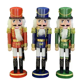 

Christmas Nutcracker Wooden Stable Handpainted Retro Soldiers Figures Puppet Xmas Decor Gift for Home Holiday Party