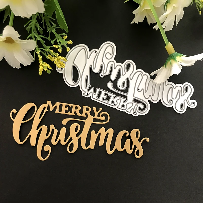 

Merry Christmas letters Dies Metal Cutting Dies Scrapbooking Stamps and Dies for Card Making Craft Dies Cut