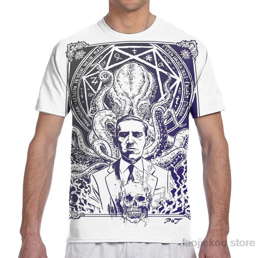 Футболка Lovecraft Cthulhu для мужчин и женщин модная тенниска с принтом по всей длине