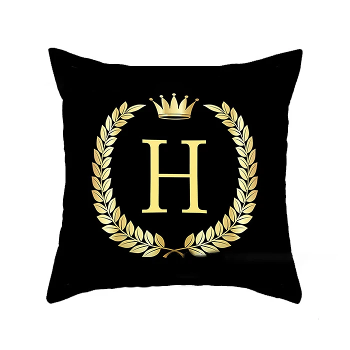 H08 Персиковый бархат, полиэстер, Золотая английская надпись, декоративная подушка на окно, наволочка для подушки, для дома, отеля, дивана, кровати, наволочка - Цвет: H08