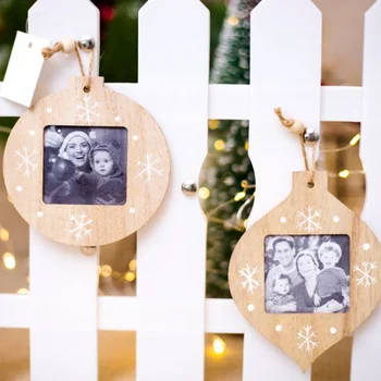 

Christmas Decorations DIY Wooden Photo Frame Pendant Christmas Decorations for Home Navidad Christmas Tree Decoration Xmas Gifts