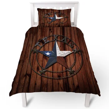 

Western Texas Star Wood Duvet Cover Pillow Case Quilt Cover Set Bedclothes Single Bedding Sets For Bed