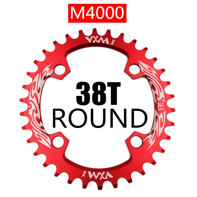 Red 38T Round VXM Велосипедная кривошипная и цепная цепь VXM 96BCD 32 T/34 T/36 T/38 T круглая узкая широкая цепь MTB дорожный велосипед шатун бензопилы запчасти для велосипеда - Цвет: Red 38T Round VXM
