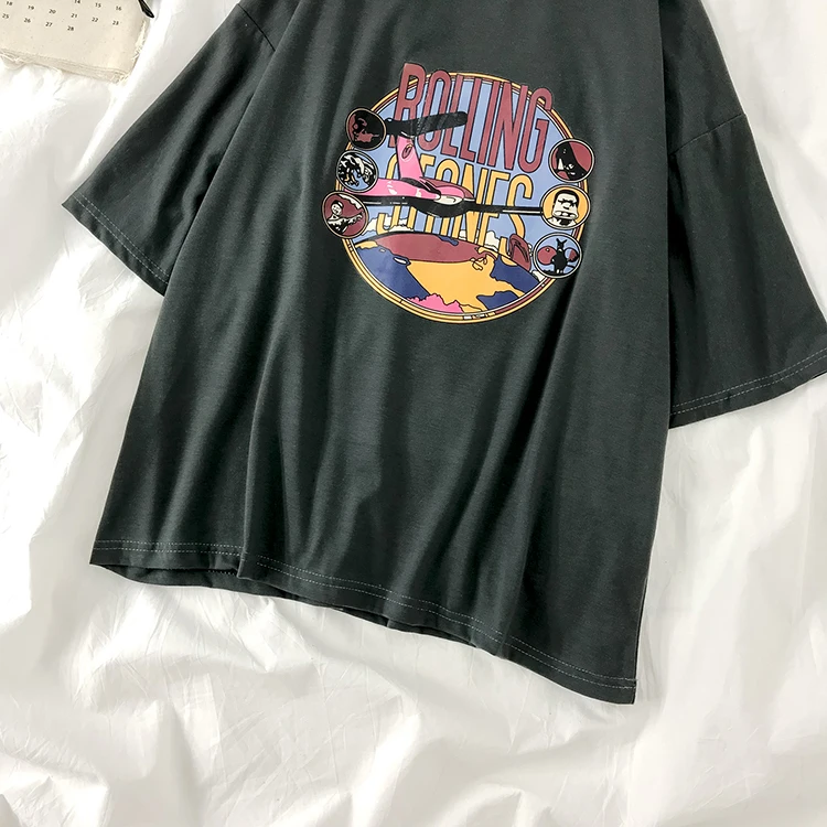 Harajuku Boyfriend Style Short Set Women Casual Short Sleeve Loose Overszie T-shirt + High Waist Wide Leg Short Matching Set
