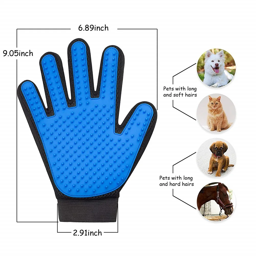 Мягкая силиконовая перчатка для домашних животных, для ухода за собаками и кошками, щетка для удаления волос, расческа для удаления волос с животными, ручные перчатки для чистки животных, массажная расческа