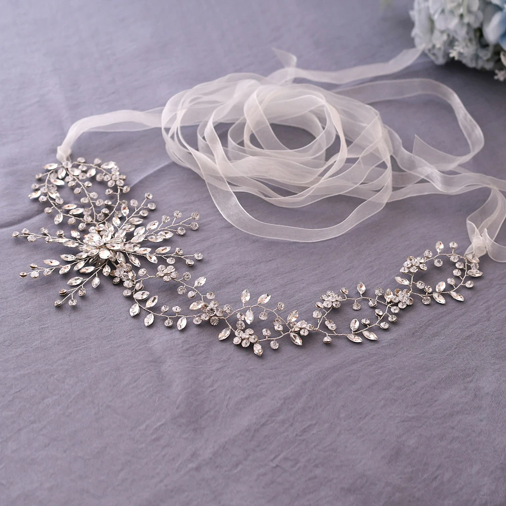 ivory organza BUFEI SH242 Стразы для свадебного Пояса Свадебные ремни для женщин платья Серебряный алмаз свадебный пояс с цветами для девушки пояс - Цвет: ivory organza