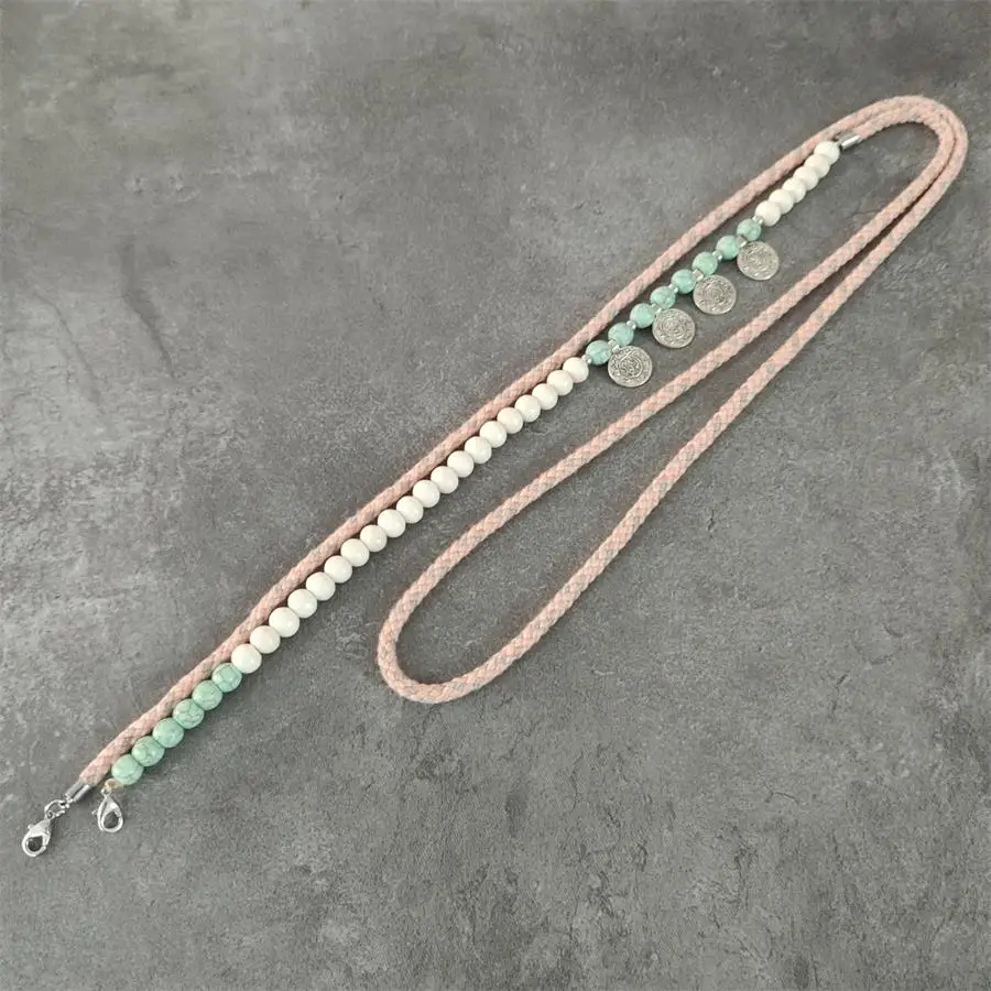 Кристалл Bling Key Lanyard ID значки держатели деревянный шарик мобильный шеи ремни создание цепи ожерелье ювелирные изделия - Окраска металла: peach