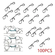 100pcs Fishing Snap Fast Clips Fishing No Knot Snap for Saltwater Freshwater Stainless Steel Swivels Snap Fishing Connector