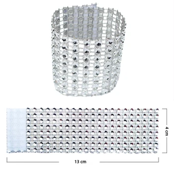 

10Pcs/Pack Bling Diamond Mesh Roll Rhinestone Mesh Roll Napkin Ring Buckle Tape Tulle Ribbon Cake Wrap Wedding Decoration