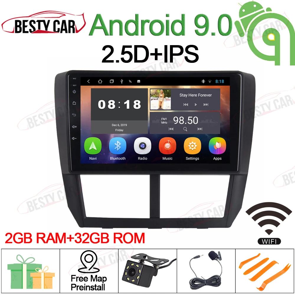 9'' Android 9.0 Car Multimedia Player Stereo Radio GPS Navigation for Subaru Forester 2008~2012 Head BT | Автомобили и
