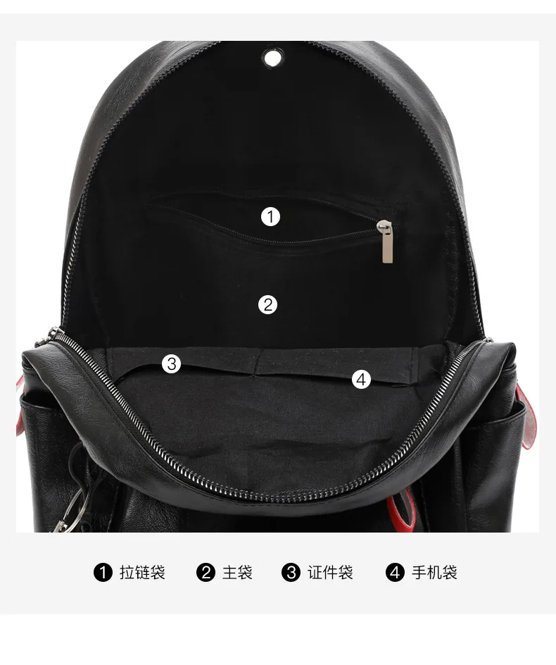 High Quality Soft Leather Backpack for Women 2019 New Fashion Black White Girls PU Rucksack Small Double Zipper Travel Backpacks (11)