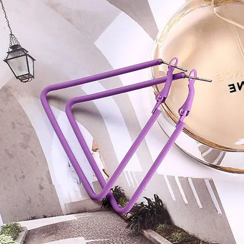 EQ812 Purple Горячая Распродажа, новые Разноцветные серьги-кольца 6 см для женщин, вечерние ювелирные изделия для дискотеки - Окраска металла: EQ812 Purple