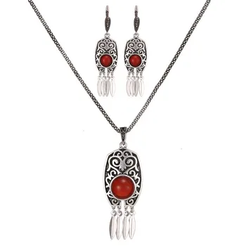 

DSHOU53 Jewelry Set Crystal Water Drop Pendant Necklace Earrings Set 2 Piece Set