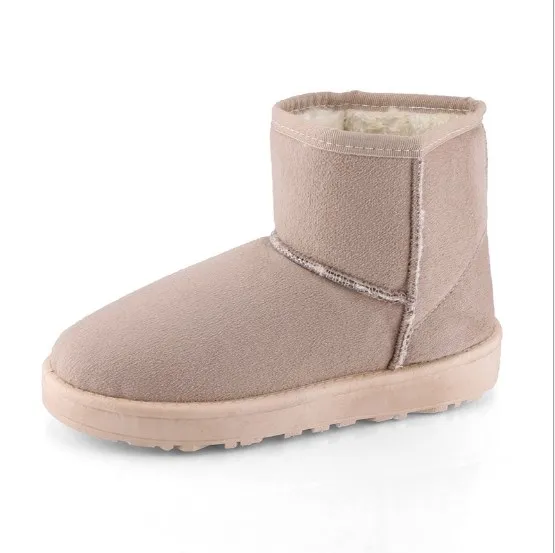 Snow Boots Women Winter Ladies Ankle Boot Fashion Plus Size Pink Female Platform Booties Keep Warm Shoes Woman Botas mujer - Цвет: beige