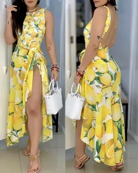 

Fruits Print One Piece Swimsuit with Cover Up Summer 2 Piece Set Outfits for Women Holiday Beachwear