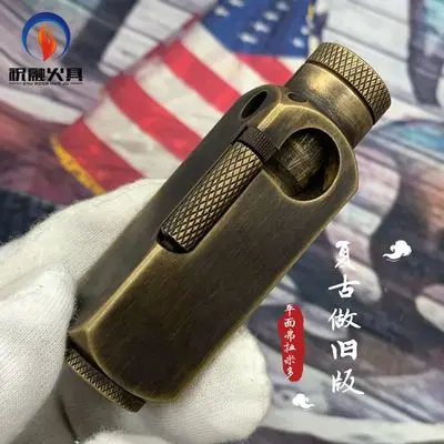 DIY Творческий латунь 5 лицо резные масла жидкости Зажигалка коллекция Винтаж керосин зажигалки для мужчин подарок - Цвет: 3