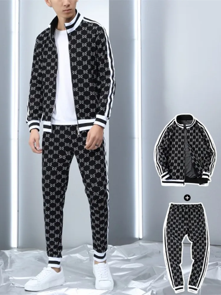

New Autumn/Winter fashion men suit hat thin suit 3D-printed blazer sport suits man jogger tracksuit high quality sets