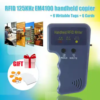 

New 125KHz EM4100 RFID Handheld ID Card Copier Writer Duplicator Programmer Reader+6pcs Rewritable ID Keyfobs Tags Cards+6Keys