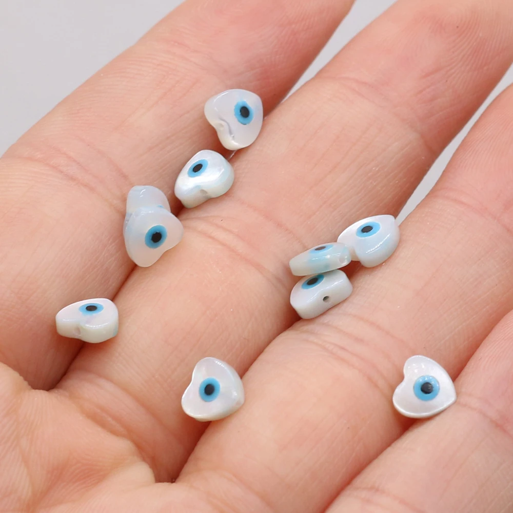 4 Stück natürliche Muschel blau griechisches Auge böser Blick Perlmutt Perlen Charms für DIY Schmuckherstellung Halskette Armband Zubehör – Detail 38