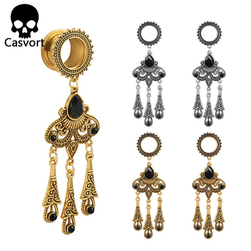 Casvort, 2 шт., серьги для пирсинга, расширитель, туннель, заглушка, Висячие шпильки, седло, ушные измерители, носилки, модные украшения для пирсинга тела, подарок
