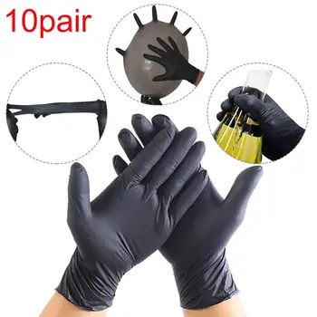 

20Pcs/10 Pairs Comfortable Rubber Disposable Mechanic Laboratory Safety Work Nitrile Gloves Black White Safety Work Gloves