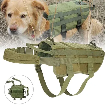 

Medium Pet Clothing Hiking Tactical Training Climbing Comfortable Adjustable Strap Dog Harness Vest Waterproof 600D Nylon