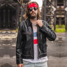 Новинка, мужская куртка из натуральной кожи в стиле Давида, куртка с отложным воротником, мужская кожаная куртка, мотоциклетная куртка