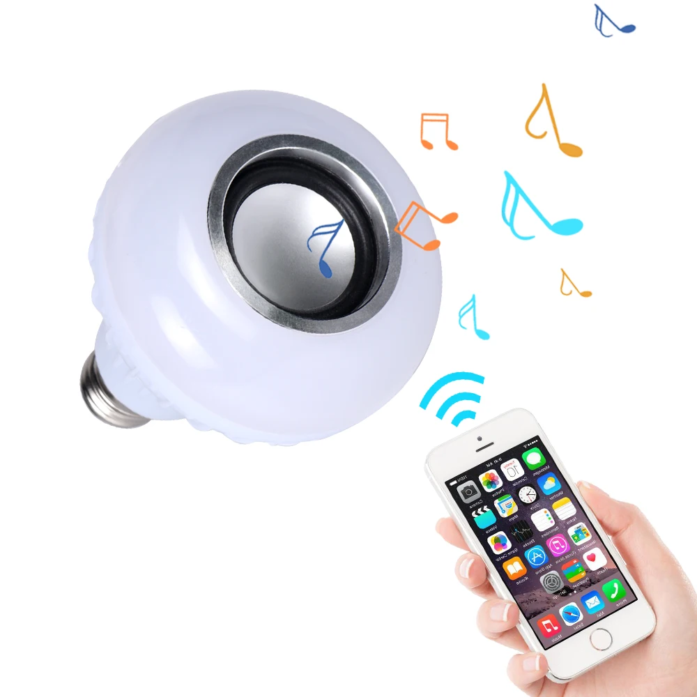 E27 Smart RGBW Беспроводной Bluetooth динамик лампа Музыка Воспроизведение затемнения светодиодный светильник лампа с 24 клавишами дистанционного управления