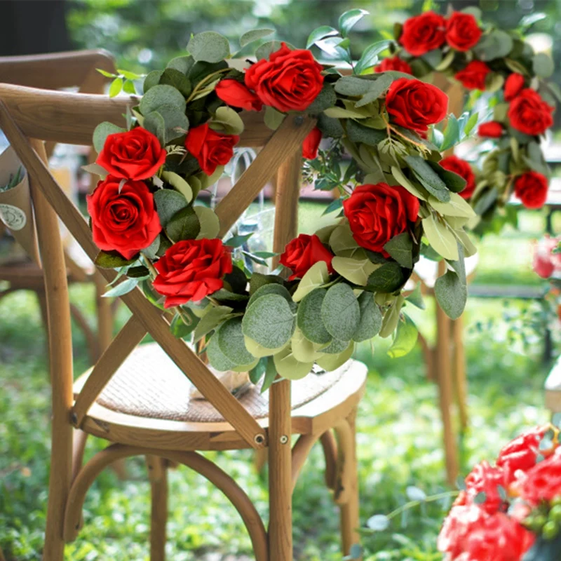 6.5 Inch Long Artificial Eucalyptus And Rose Vine Hanging Greenery Eucalyptus Garland Artificial Plants Ivy Home Wedding Decorat