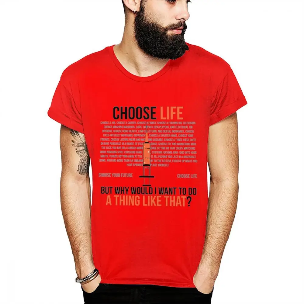 Crewneck Choose Life, тренировочная футболка в стиле хип-хоп для мужчин, хлопок, La Camiseta - Цвет: Красный