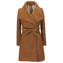  Elegant Women Winter warm wool Overcoat Long Bandage Slim  Wool & Blends Coat Cardigan Loose Solid Blends Coat outwear 