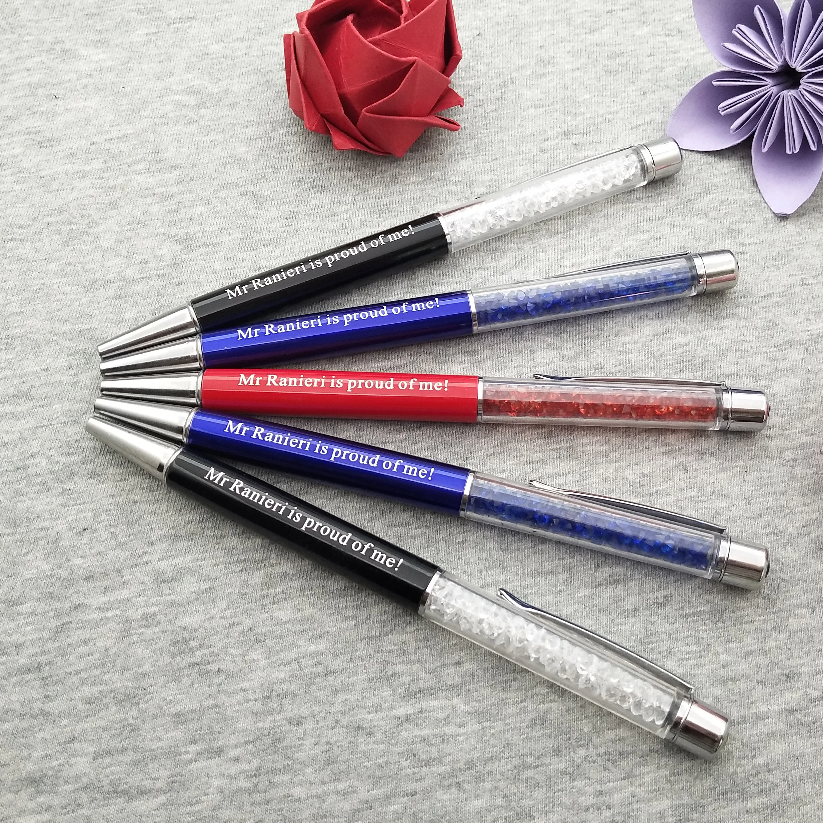 Fashion wedding crystal ballpoint pen wedding gift pen with diamonds 10colors customized with your wedding date/name 30pcs a lot
