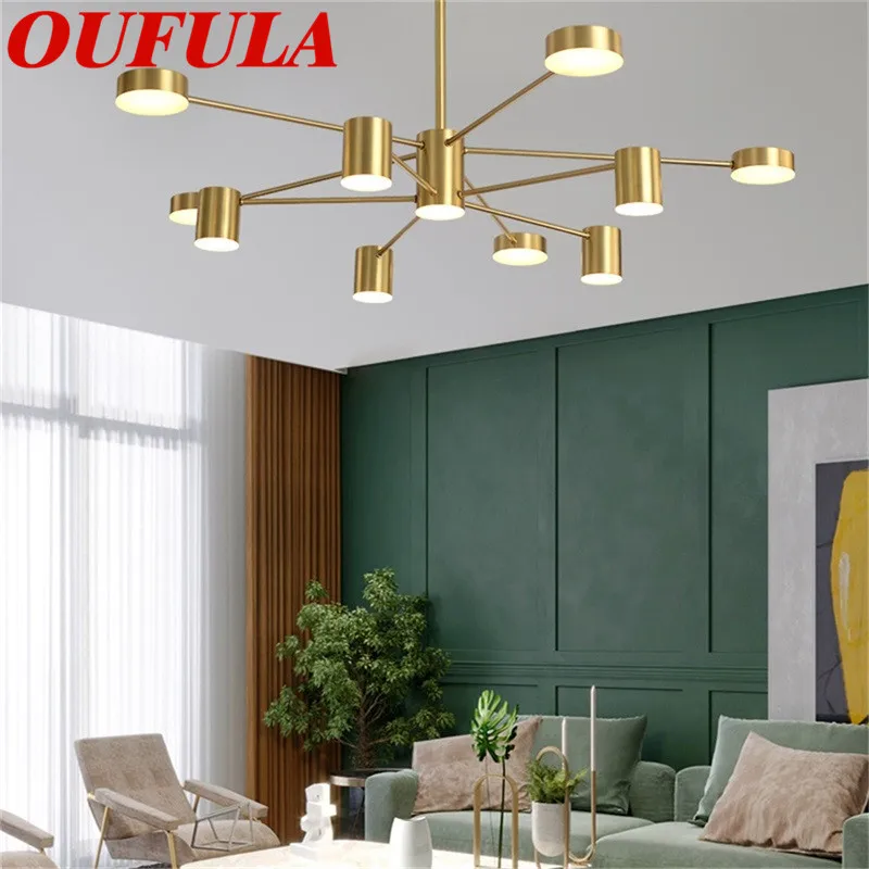 

OUFULA Modern Pendant Lights Copper Contemporary Home Creative Decoration Suitable For Living Room Dining Room Bedroom