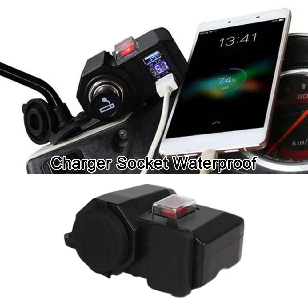 Зажигалка зарядное устройство двойной USB зарядное устройство розетка водонепроницаемый мотоцикл адаптер для руля для телефонов планшеты gps