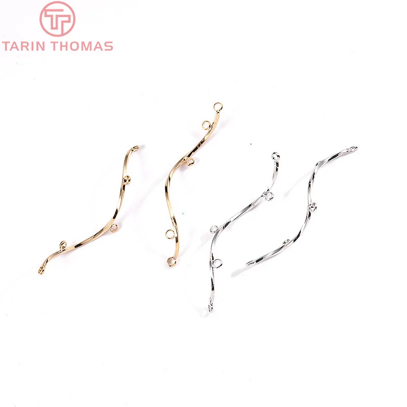 6PCS 51MM 24K Gold Color Brass Earring Connector with 3 Holes for Jewelry Making Finding Accessories | Украшения и аксессуары