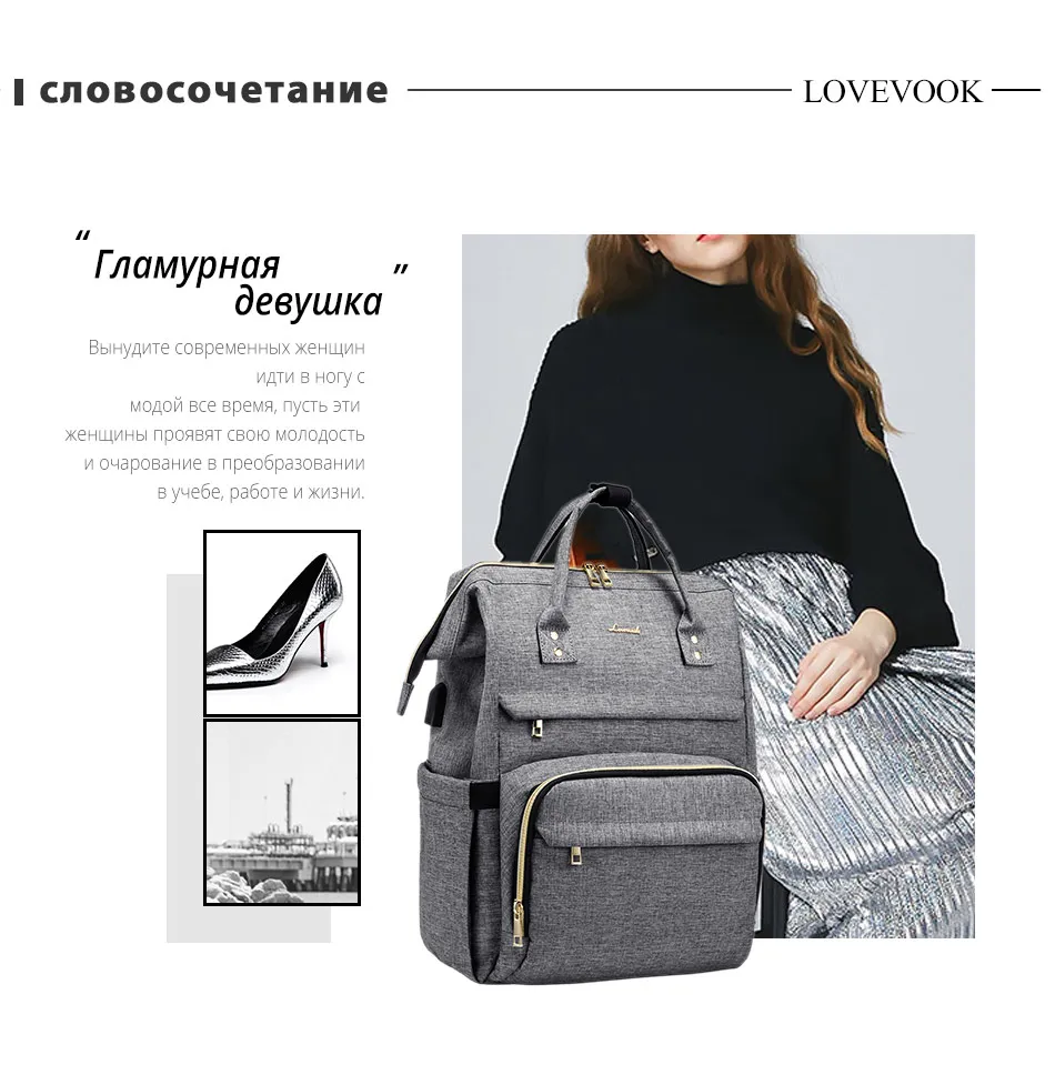 LOVEVOOK женские рюкзаки для ноутбука многофункциональные холщовые рюкзаки унисекс водонепроницаемые анти-тифтовые рюкзаки для школы/работы/путешествий