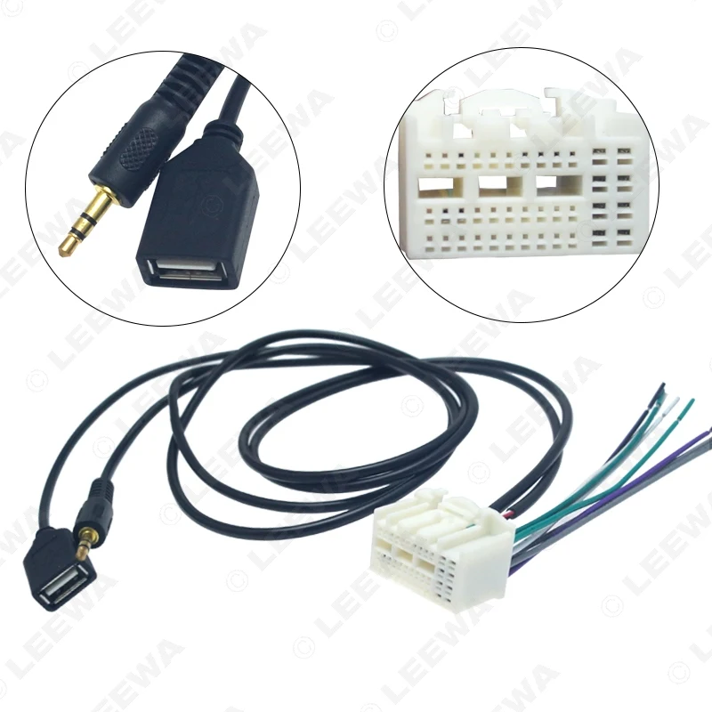 LEEWA стерео радио жгут проводов адаптер с AUX(3,5 мм)/USB разъем для KIA K2/K3/K4/Elantra/Mistra/Tucson# CA6231